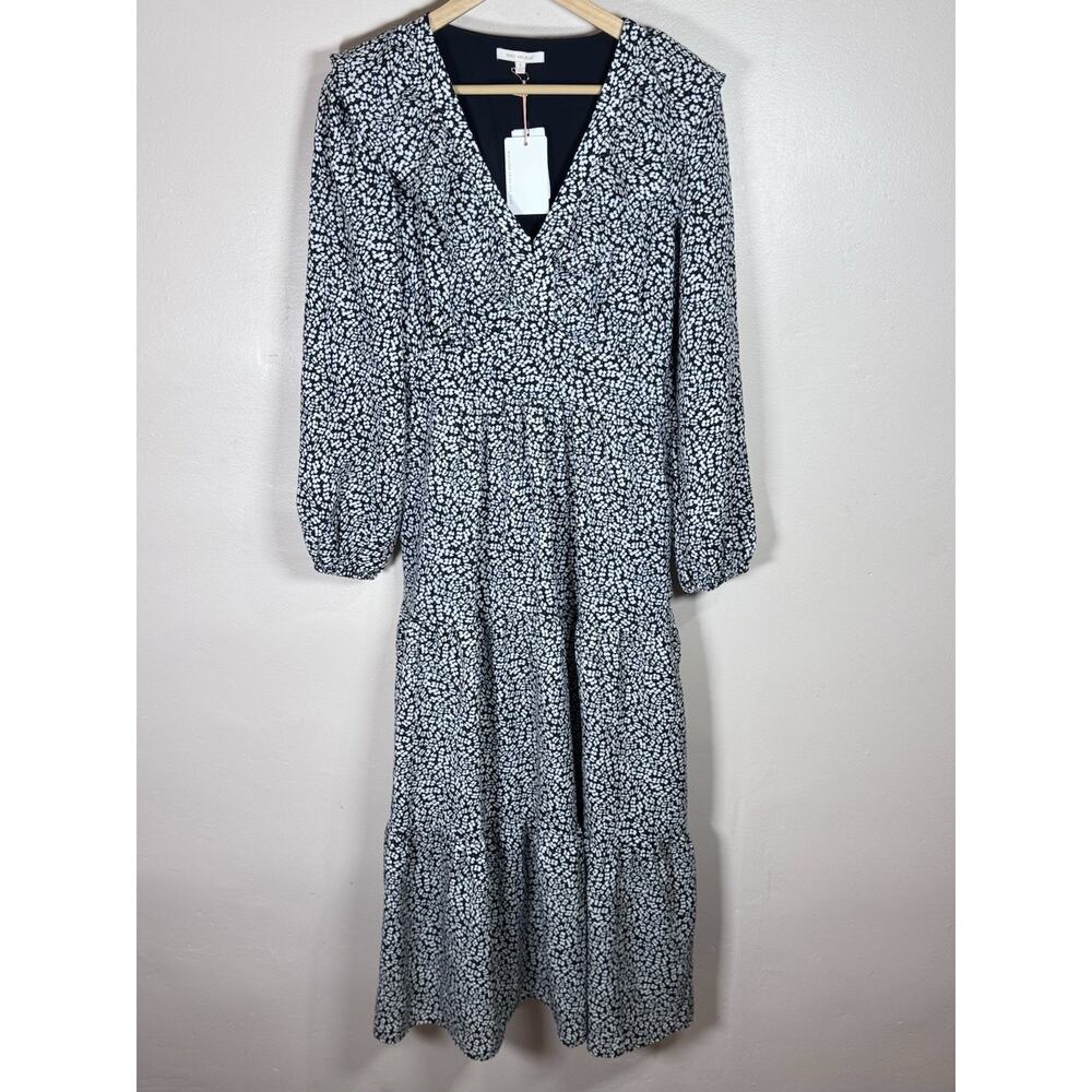 NWT Skies Are Blue Tiered Maxi Dress Long Sleeve S Micro Floral Prairie Cottage